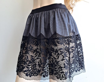 chiffon dress extender Black Layered Skirt Slip, Extender Slip, Black-with LENGTH OPTION Designer:Harry SIZE:48L Adidas Women's 3-Stripes Pinstripe Shirt extender Soft stretchy rayon/spandex fabric