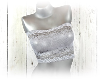 Strapless Bras, Gray Lace Tube Top, B1165