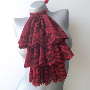 Wine Lace Jabot, Vampire Cosplay, Pirate Cosplay, Steampunk Wedding Costume, Ruffled Collar, Halloween Cosplay