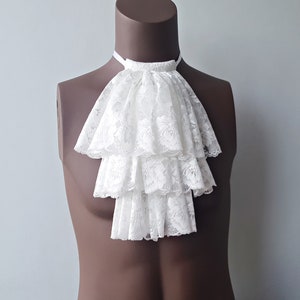 Milk Lace Jabot, Vampire Cosplay, Pirate Cosplay, Steampunk Wedding Costume, Ruffled Collar