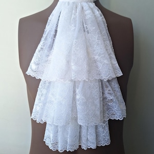 White Lace Jabot, Vampire Cosplay, Pirate Cosplay, Steampunk Wedding Costume, Ruffled Collar