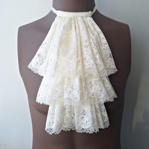 Ivory Lace Jabot, Vampire Cosplay, Pirate Cosplay, Steampunk Wedding Costume, Ruffled Collar