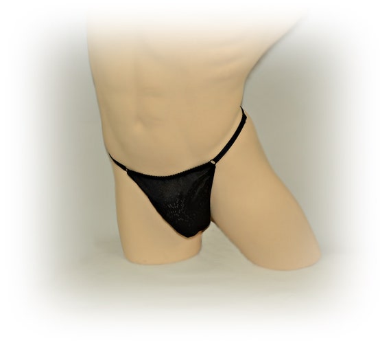 Black Lace G-string for Men, Adjustable, Lined, Comfortable Thong