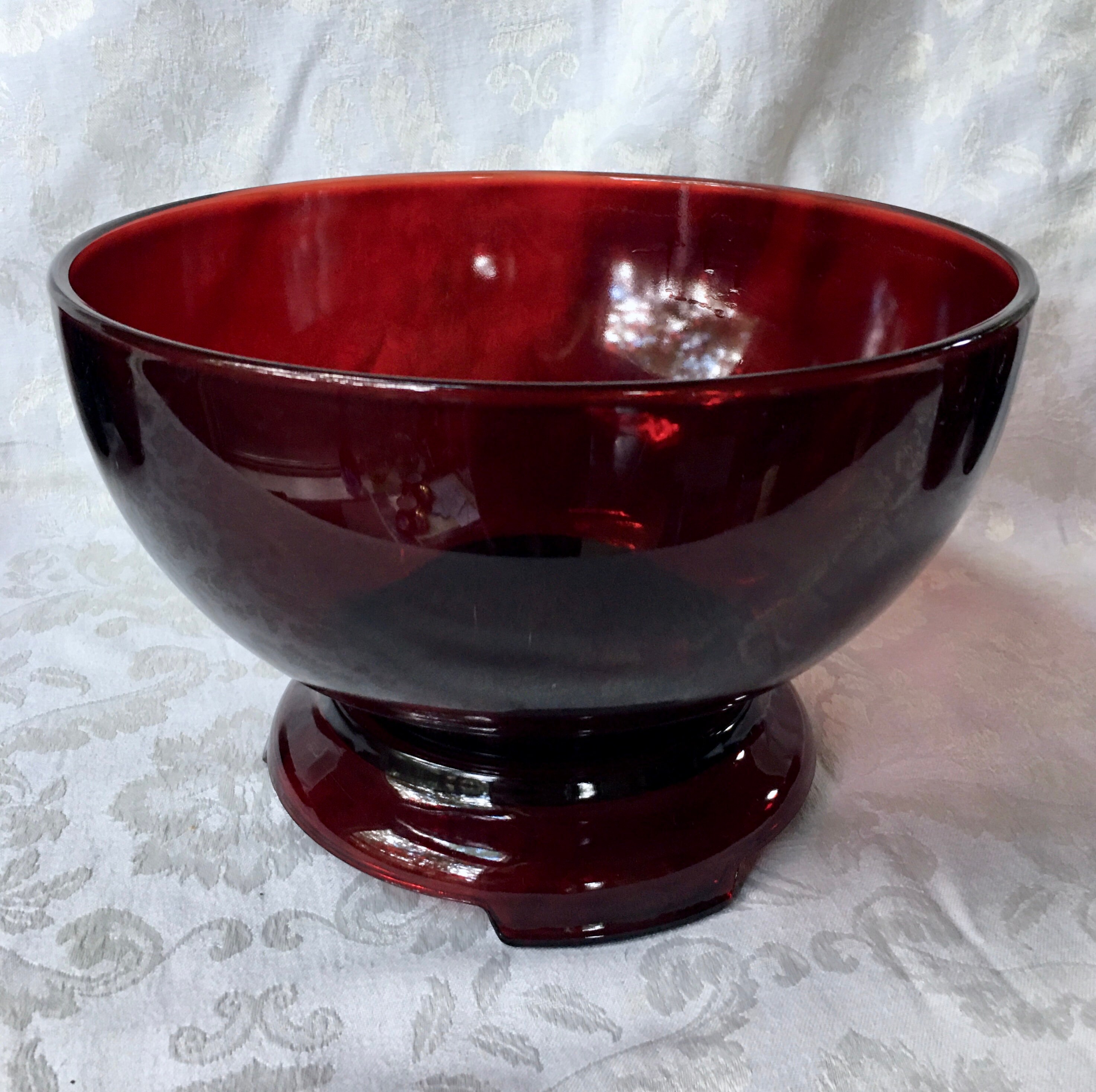 Anchor Hocking, Royal Ruby Red Set, Punch Bowl Set With Base Stand