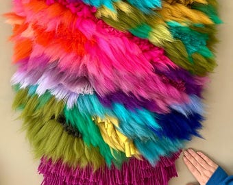 高級ウールを使用した手作りの壁掛けタペストリー - とてもカラフル - 60×80cm - ホーリーパーティー