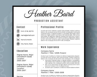 modern resume template for word 1 3 page resume cover etsy modern reference page for resume