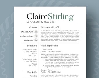 modern resume template for word 1 3 page resume cover letter reference page us letter instant download claire