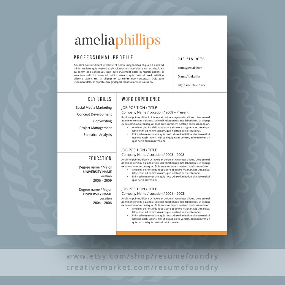 modern resume template for word 1 3 page resume cover etsy american modern insurance group project in resume