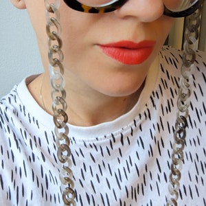 Glasses chain Monochrome dainty acrylic chain For wearing with sunglasses and as glasses holder and necklace. Perfect gift for her. image 1