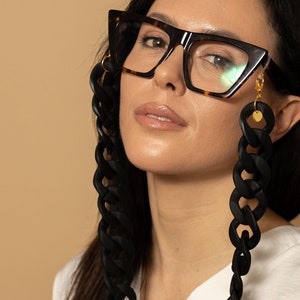 Large Matte Glasses chain Black chunky acrylic chain. Wear with sunglasses, as glasses holder and necklace. Perfect gift for her.