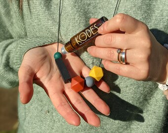 Geometric Essential Oil Diffuser Necklace: Lava Stone Aromatherapy