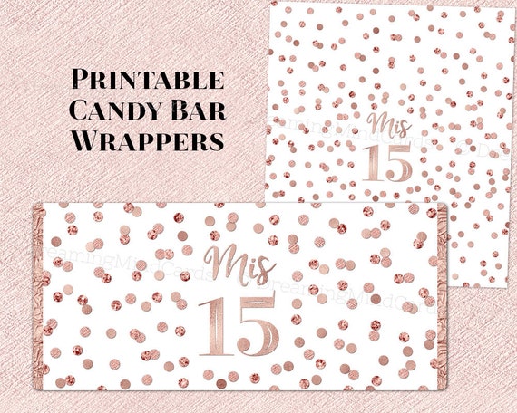 5.25x5.752 Per Sheet {Satin Ribbon} Personalized Party Favors Thank You| Printable Digital PDF JPG Quincea\u00f1era Candy Bar Wrappers