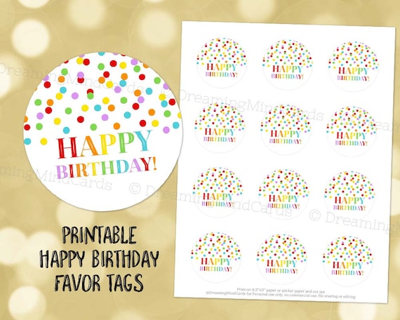 Printable Satisfied Birthday Spherical Tags Rainbow Confetti Fast Electronic Down load Labels Stickers or Tags picture regarding Printable Round Tags called Printable Satisfied Birthday Spherical Tags Rainbow Confetti Prompt Electronic Down load Labels Stickers or Tags