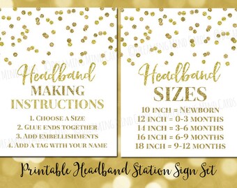 Printable Headband Making Station Instructions and Sizes Sign | Etsy