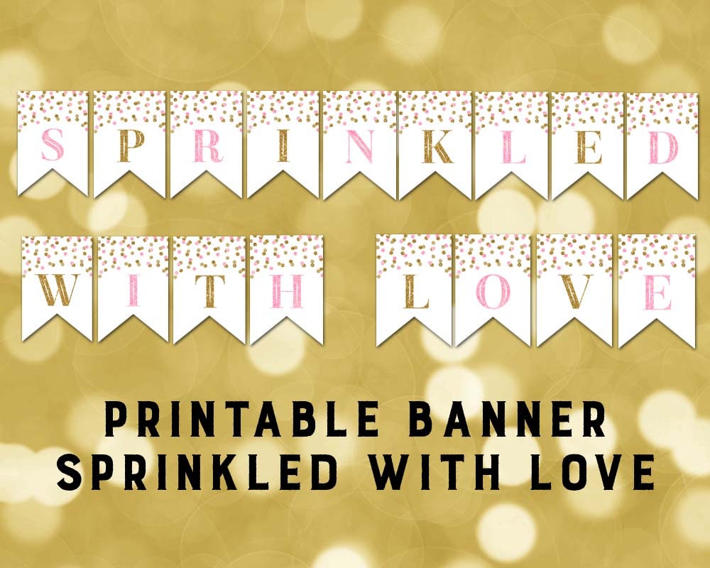 Baby Sprinkle Banner, Sprinkled With Love Baby Shower Bunting, Party  Decorations, INSTANT DOWNLOAD, Printable Editable PDF BB01 