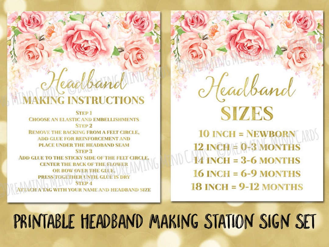 Printable Headband Making Station Instructions and Sizes Sign - Etsy