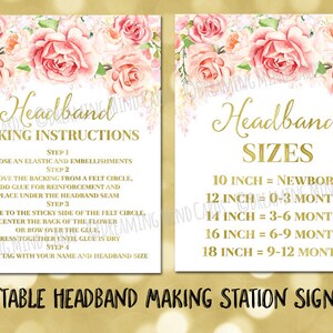 Printable Headband Making Station Instructions and Sizes Sign - Etsy