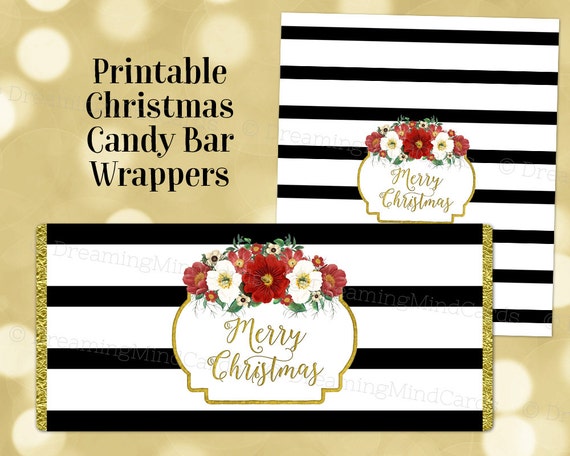 Printable Holiday Candy Bar Wrapper Labels Merry Christmas | Etsy