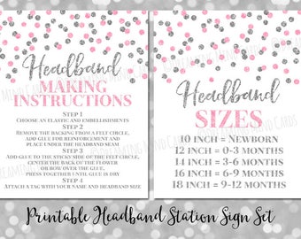Printable Headband Making Station Instructions and Sizes Sign | Etsy
