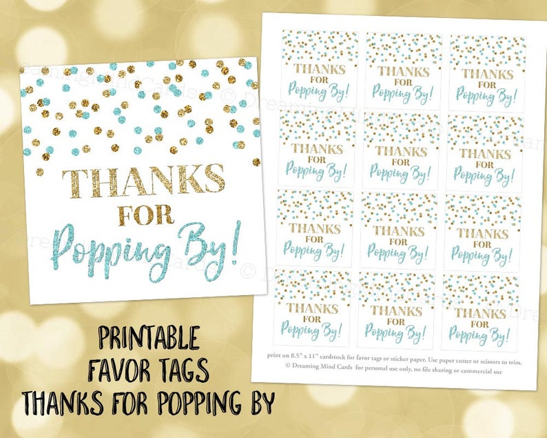 Printable Thank On your own for Popping As a result of Choose Tags Mild Blue Gold Glitter Confetti for Child Shower Popcorn Birthday Fast Electronic Obtain photo about Thanks for Popping by Printable called Printable Thank Oneself for Popping Through Desire Tags Mild Blue Gold Glitter Confetti for Youngster Shower Popcorn Birthday Quick Electronic Down load