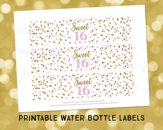 Sweet 16 Decorative Labels Gold Purple Glitter Sweet 16 Birthday Party