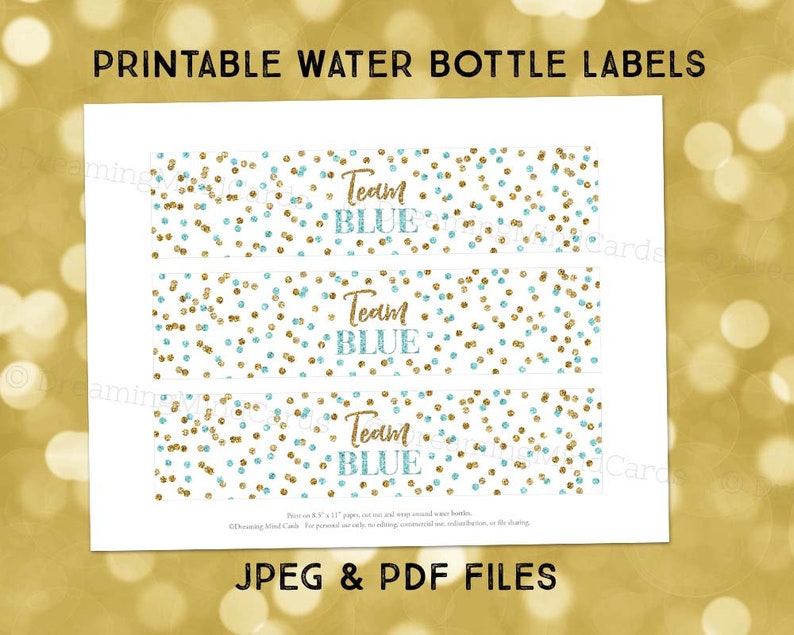 Printable Water Bottle Labels Gender Reveal Party Baby Shower Etsy