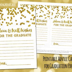 Consejos imprimibles y buenos deseos para las tarjetas de posgrado Gold Confetti Descarga digital instantánea