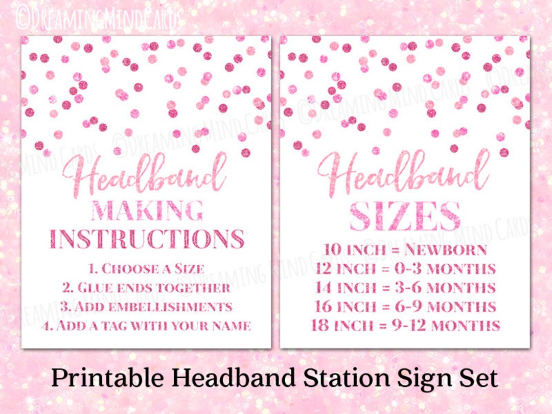 Printable Headband Making Station Instructions and Sizes Sign - Etsy