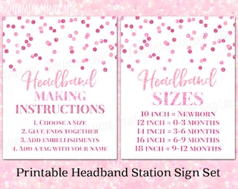 Printable Headband Making Station Instructions and Sizes Sign | Etsy