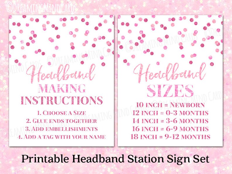 Printable Headband Making Station Instructions and Sizes Sign - Etsy