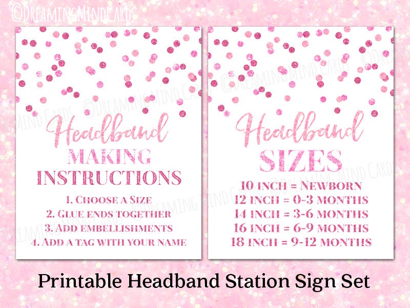 Printable Headband Making Station Instructions and Sizes Sign | Etsy