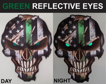 Punisher Skull Green Line Etsy