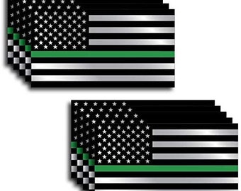Thin Green Line 10 Pack I Support The Military Decal Sticker American Flag Car Truck(10 Pack)