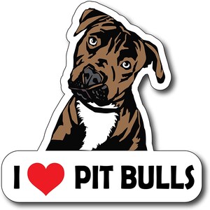 I Love Pit Bulls Dog Lover Decal Bumper Sticker Peel and Stick for Windows Cars Trucks laptops
