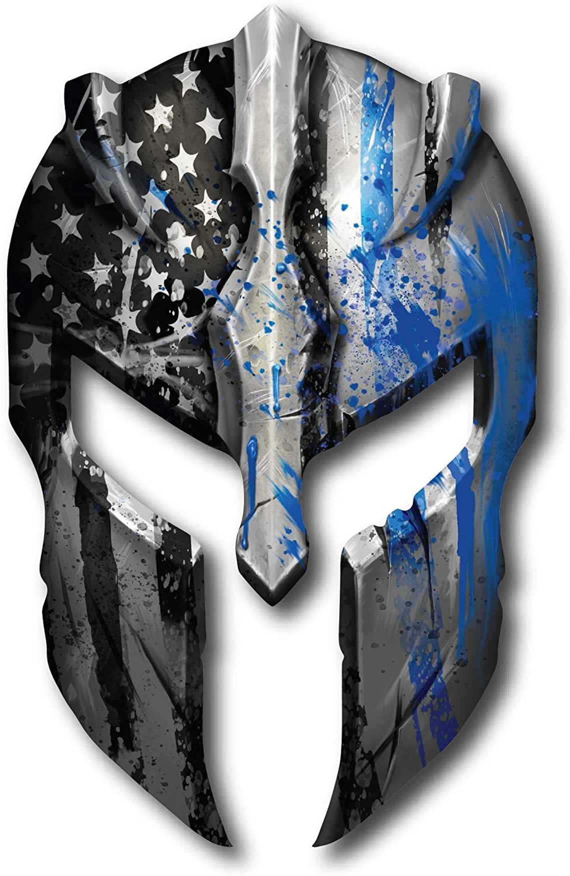 Thin Blue Line Spartan Helmet American Flag Heat Transfer - Etsy