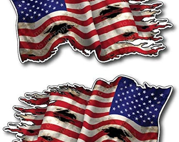 Set of 2 Distressed Tattered USA American Digital Camo Flag Vinyl Decal ...