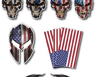 10 Small Molon Labe Spartan Helmet Skull American USA Flag Hardhat Hard Hat Decal Sticker Toolbox Helmet Worker Construction Labor