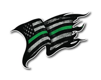 Thin Green Line Decal Sticker Soldier Veteran Army Navy Marines Military Flag Usa