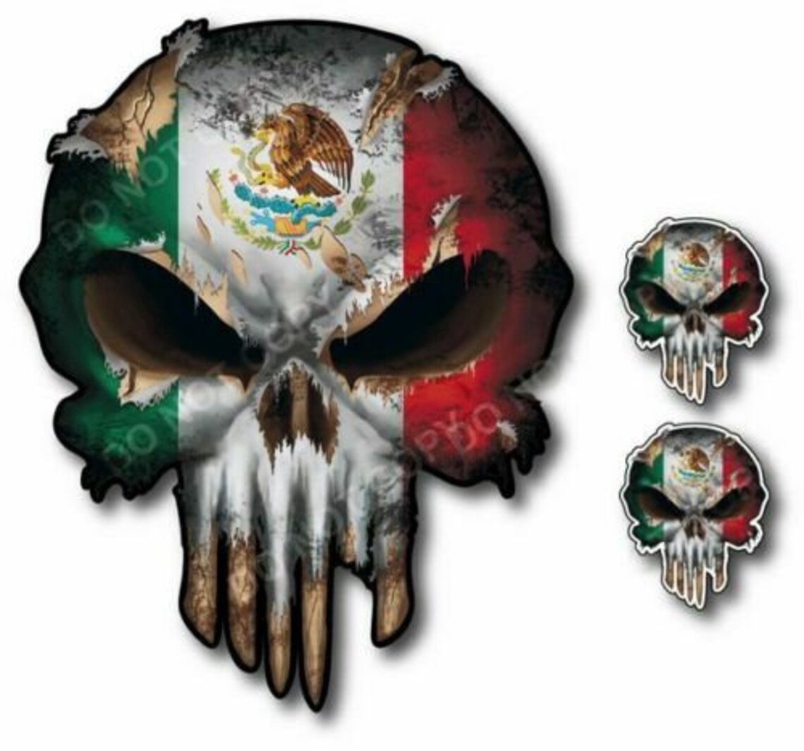 3 Pack Mexican Flag Skull Mexico Heat Transfer Iron on Etsy
