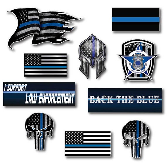 American flag thin blue line police officer leo vinyl die cut sticker decal