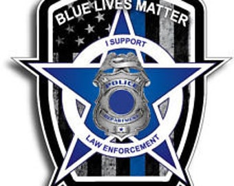 Blue Lives Matter American Flag Police Car Truck Decal Sticker Thin Blue Line