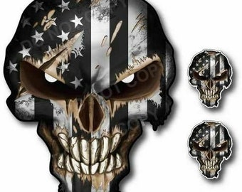 Military Car Decal American Flag Skull Decal - Vinyl Bumper Sticker Or Window Decal For Car, Truck, Laptop - 3M Material, Made In USA 3M Flags & Political Car & Truck Decals/Stickers - Foto 13