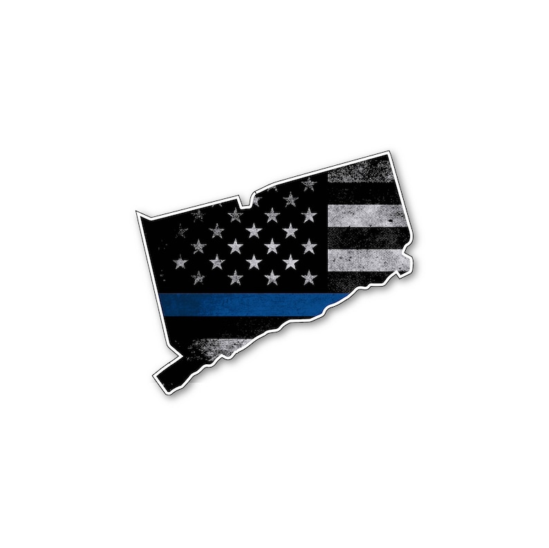 Thin Blue Red line decal State of Connecticut Tattered Flag Decal
