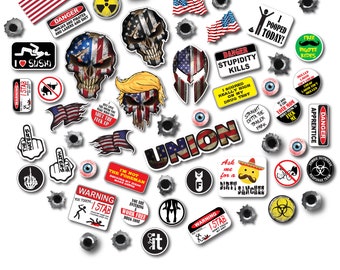 62 Funny Hard Hat Helmet Sticker Combo Value Pack Decal Union Edition Construction Welder Worker Labor Workplace Safety Toolbox Electrician