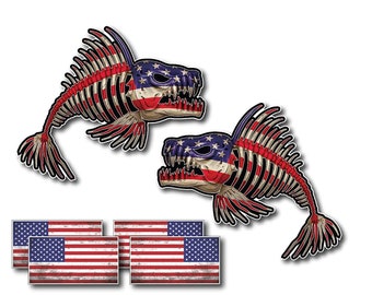 2 Pack New Tattered Waving USA American Flag Vinyl Decal Country ...