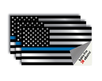Thin Blue Line American Flag Window Decal Law Enforcement Emblem Back the Blue Bumper Sticker, Blue Lives Matter Vehicle Decal