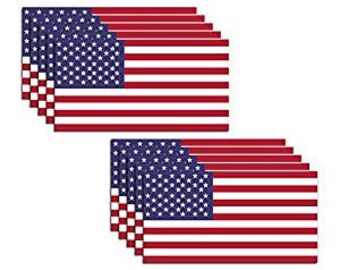 10 Pack of New USA American Flag Vinyl Decal Army Navy Military Country Stickers Car Truck 2" x 4"