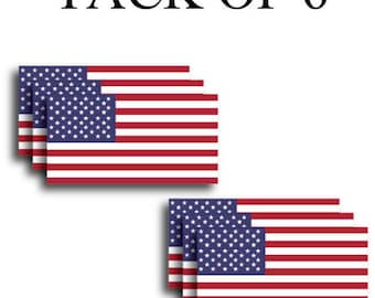 Pack of 6 USA American Flag Vinyl Decal Army Navy Military Country Stickers Car Truck 2" x 4"