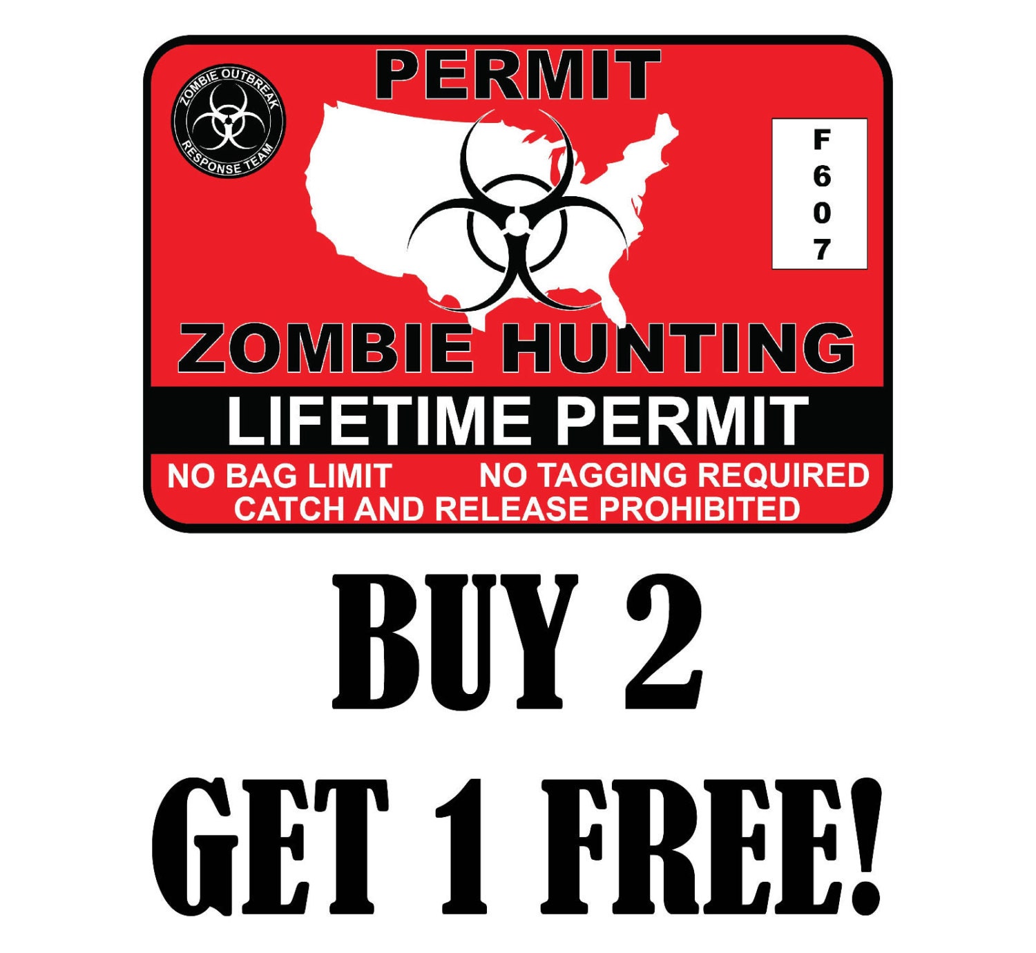 United States Zombie Hunting Permit License Vinyl Sticker | Etsy