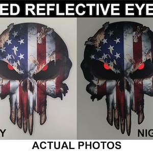 American Flag Skull Decal Reflective Eyes Sticker Car Truck Window Bumper USA 3M